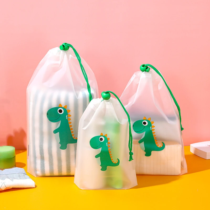 Transparent storage bag with drawstring