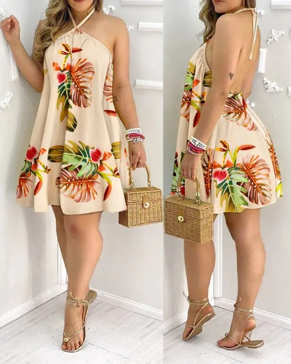 Vestido floral boho sin espalda