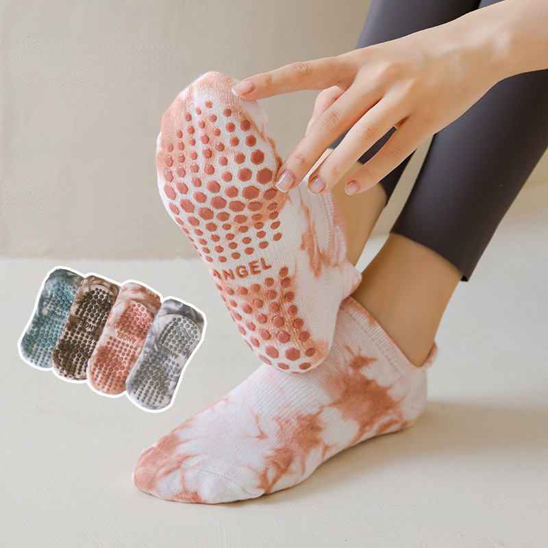 Meias antiderrapantes tie-dye para yoga