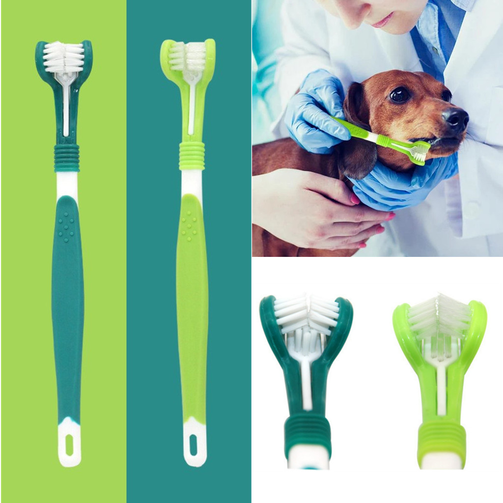 Escova dental de três lados para pets