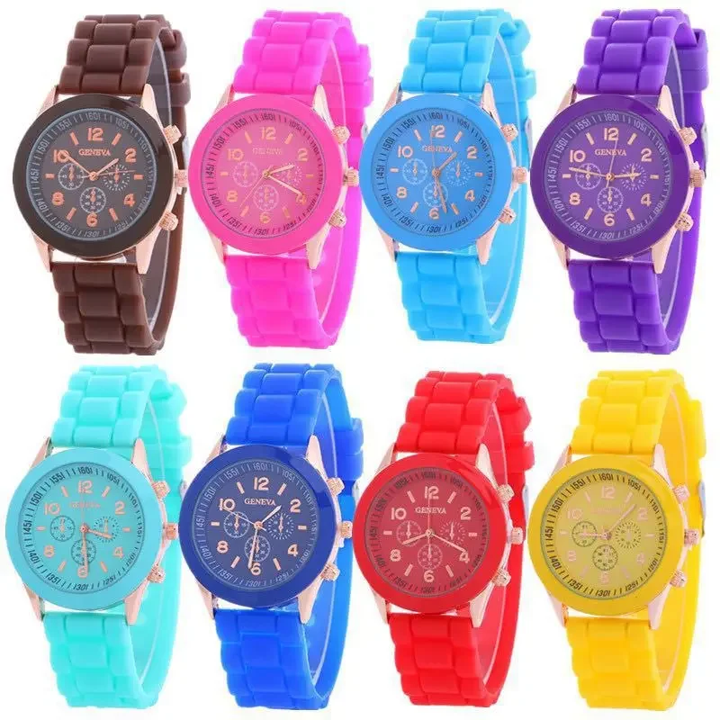 Relógio feminino com pulseira de silicone