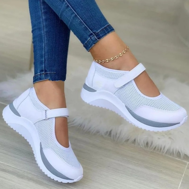 Sapato feminino plataforma de malha